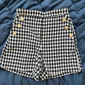 Zara Houndstooth high waisted shorts
